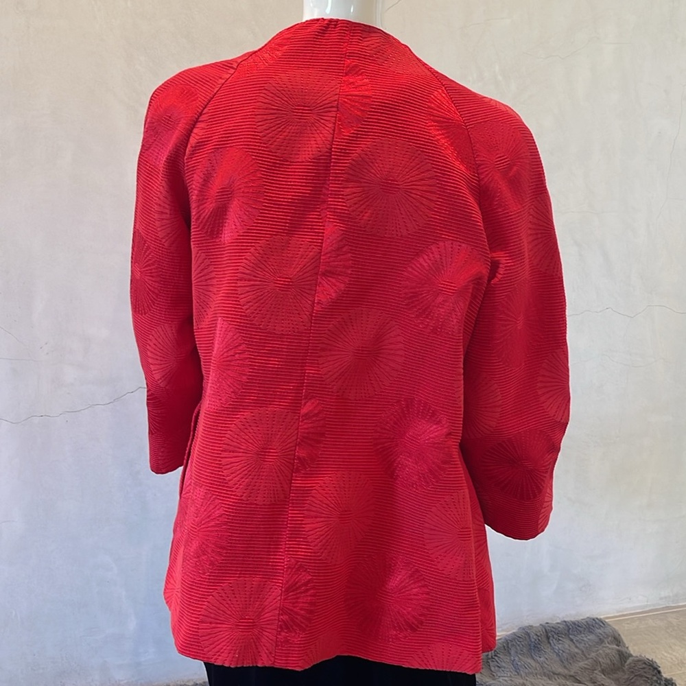 Vintage Peck & Peck Red Patterned Open Face Jacket - image 2